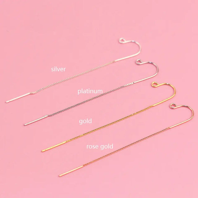 Ørekroge med Kæde - Forgyldt Sterling Sølv 925 (65mm) - Uniq Perler - 173501