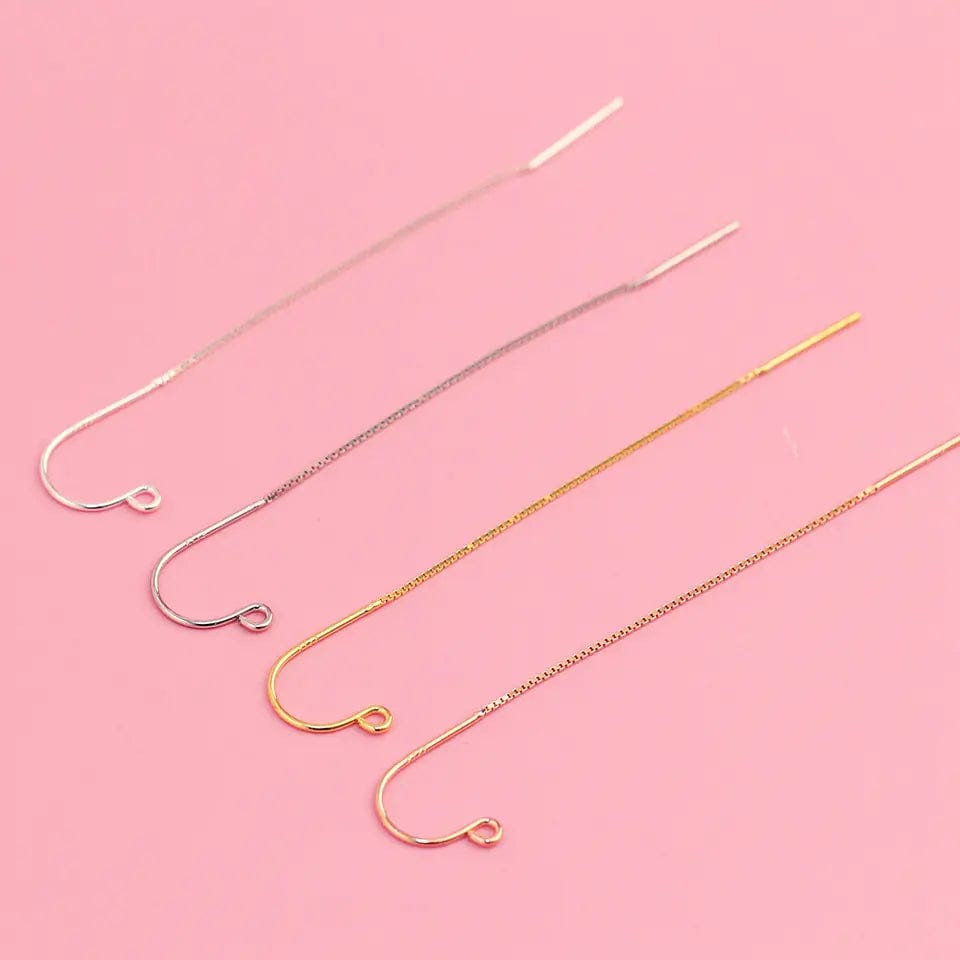 Ørekroge med Kæde - Forgyldt Sterling Sølv 925 (65mm) - Uniq Perler - 173501