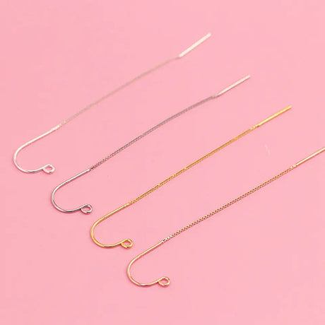 Ørekroge med Kæde - Forgyldt Sterling Sølv 925 (65mm) - Uniq Perler - 173501