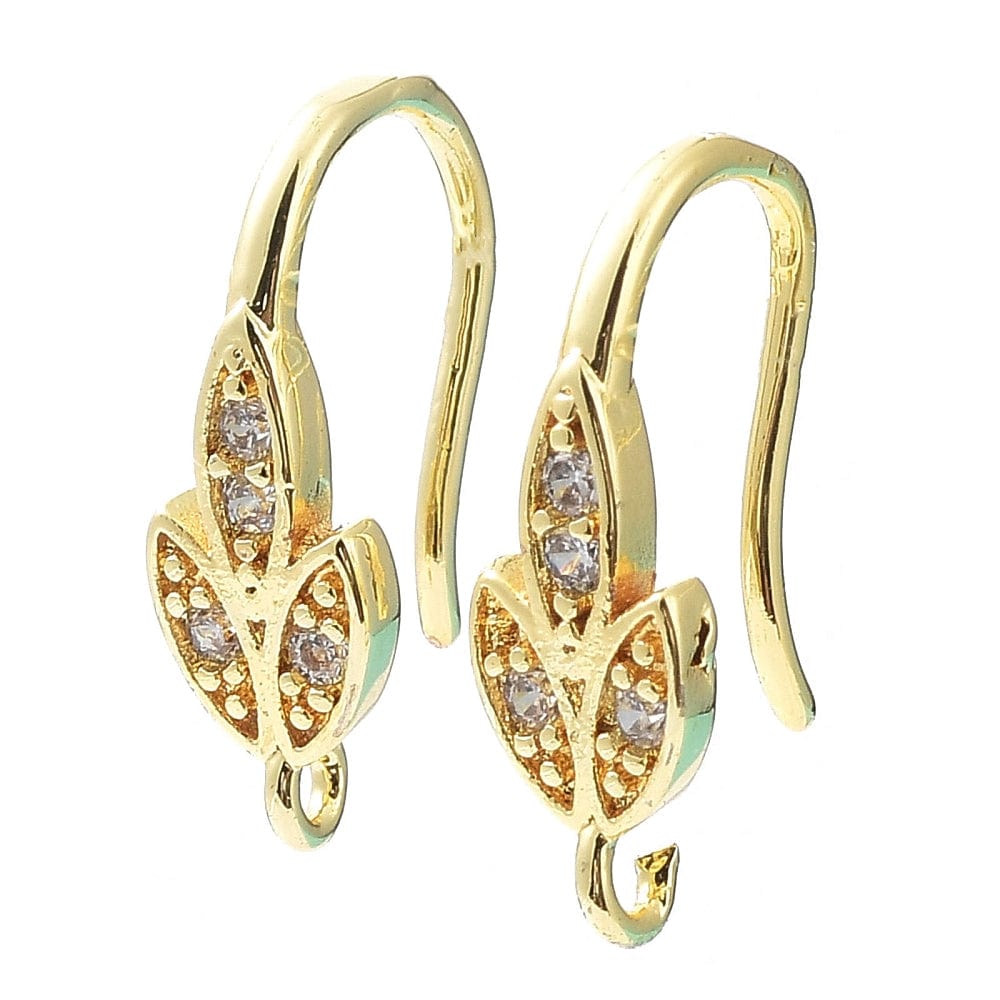 Ørekroge Med Klar Zirkonia Sten, 24K Forgyldt, (16,5mm) - Uniq Perler - 1111490226