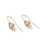 Ear Hooks With Clear Zirconia Stones, Teardrop, Gold-plated, (11x6mm) - Uniq Perler - 14445