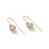 Ear Hooks With Clear Zirconia Stones, Teardrop, Gold-plated, (11x6mm) - Uniq Perler - 14445