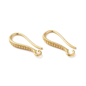 Ohrhaken Mit leichtem Muster, 18K Vergoldet, (16,5x7,5mm) - Uniq Perler - 924609