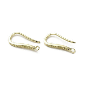 Ear Hooks With Pattern, 18K Long-Lasting Gold Plated, (15mm) - Uniq Perler - 113111