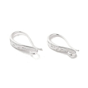 Ohrhaken Mit Muster, Sterling Silber 925 Beschichtet, (18,5mm) - Uniq Perler - 112804