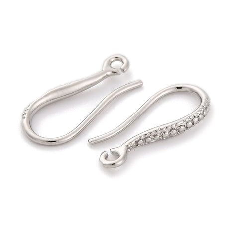 Ørekroge Med Øje, Langtidsholdbar Platinfarvet, (16,5x2mm) - Uniq Perler - 114911