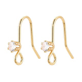 Ørekroge Med Øje og Zirkonia Sten – 18K Forgyldt Messing (15x3.5mm) - Uniq Perler - 117533