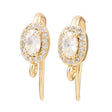 Ear Hooks With Oval Zirconia – 18K Long-Lasting Gold Plated (16x8mm) - Uniq Perler - 117329