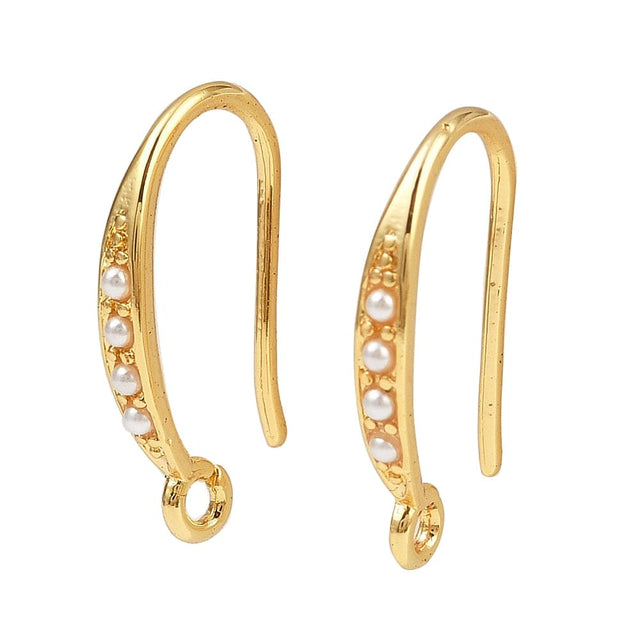 Ørekroge Med Perler – 18K Langtidsholdbar Forgyldt (17x10mm) - Uniq Perler - 115276