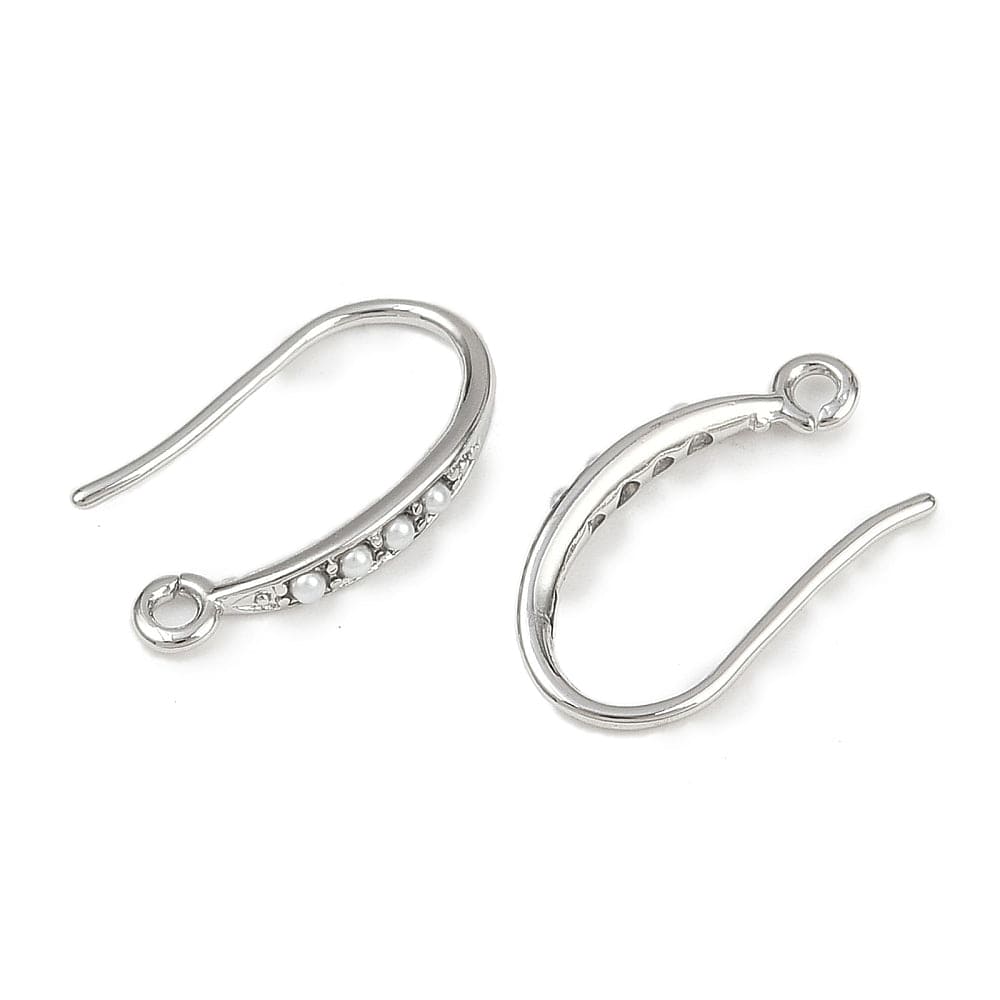 Ørekroge Med Perler – Langtidsholdbar Platin Farvet (17x10mm) - Uniq Perler - 115275