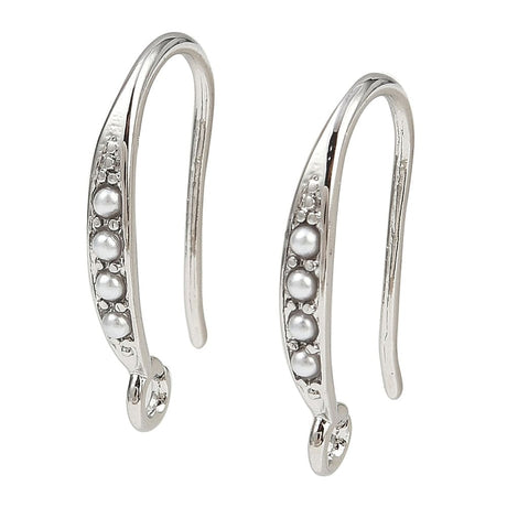 Ørekroge Med Perler – Langtidsholdbar Platin Farvet (17x10mm) - Uniq Perler - 115275