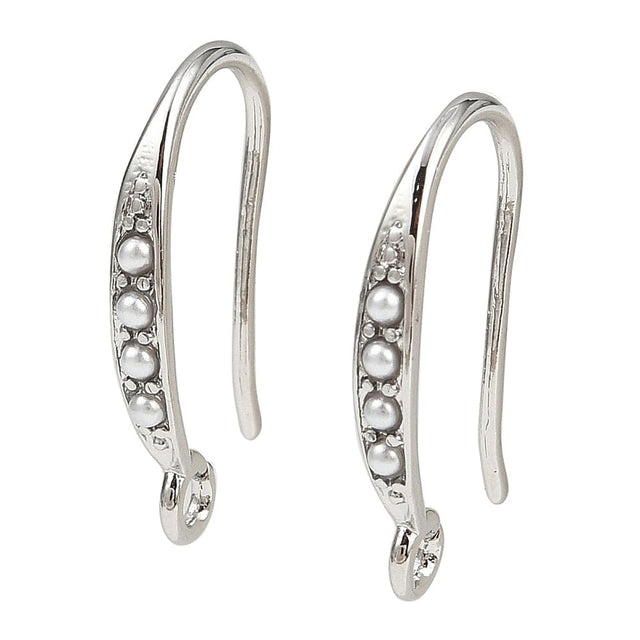 Ørekroge Med Perler – Langtidsholdbar Platin Farvet (17x10mm) - Uniq Perler - 115275