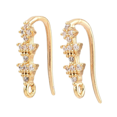 Ørekroge Med Zirkonia – 18K Langtidsholdbar Forgyldt (16,5x9mm) - Uniq Perler - 116126