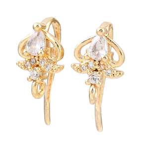 Ear Hooks With Zirconia – 18K Long-Lasting Gold Plated (17x8mm) - Uniq Perler - 116125