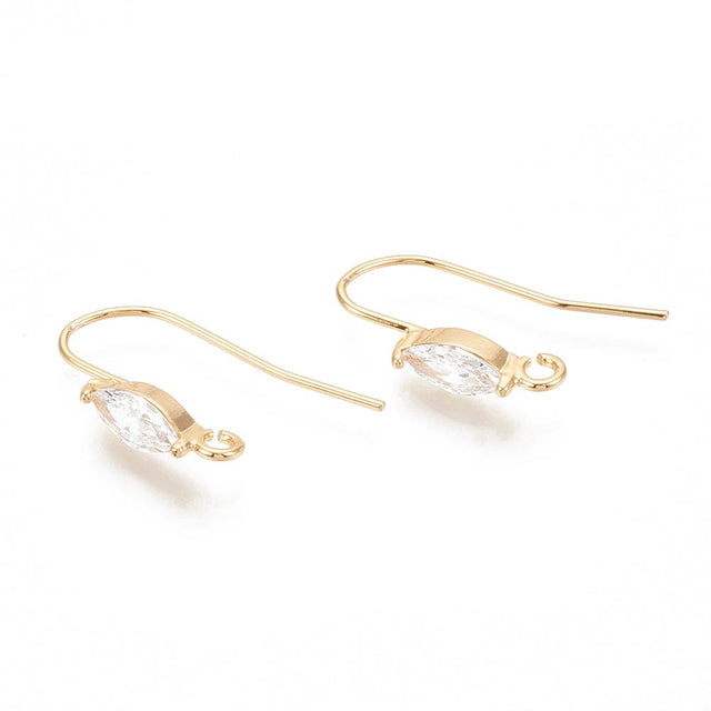 Ørekroge Med Zirkonia Sten, 18K Forgyldt, (23x17x4mm) - Uniq Perler - 111666
