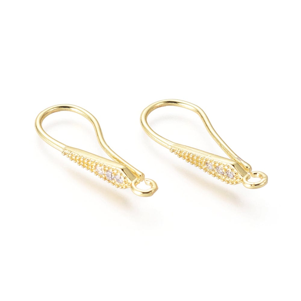 Ørekroge Med Zirkonia Sten, 18K Forgyldt, (24x4mm) - Uniq Perler - 111667