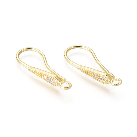 Ørekroge Med Zirkonia Sten, 18K Forgyldt, (24x4mm) - Uniq Perler - 111667