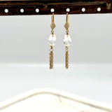 Ørekroge Med Zirkonia Sten, Harlekin Formet, 14K Langtidsholdbar Forgyldning, 16,5x4,5mm - Uniq Perler - 111668