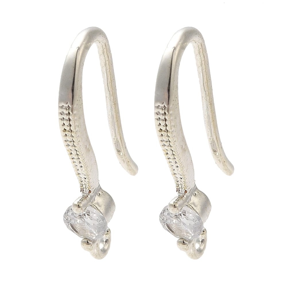 Ørekroge Med Zirkonia Sten, Langtidsholdbar Forsølvet, (19mm) - Uniq Perler - 114938