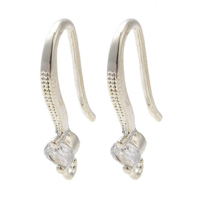 Ear Hooks With Zirconia Stones, Long-lasting Silver-plated, (19mm) - Uniq Perler - 114938