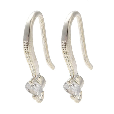 Ørekroge Med Zirkonia Sten, Langtidsholdbar Forsølvet, (19mm) - Uniq Perler - 114938