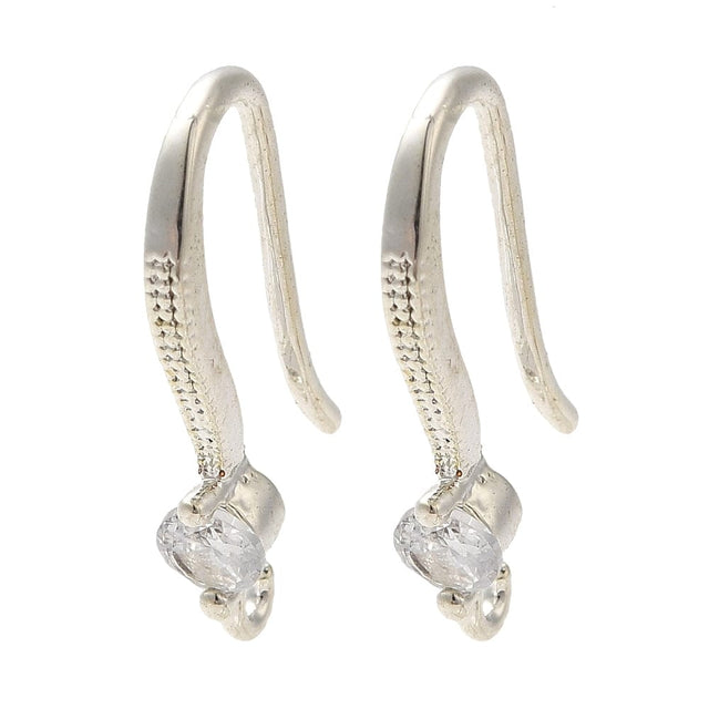 Ørekroge Med Zirkonia Sten, Langtidsholdbar Forsølvet, (19mm) - Uniq Perler - 114938