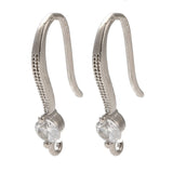 Ørekroge Med Zirkonia Sten, Langtidsholdbar Platin Farvet Messing, (19mm) - Uniq Perler - 114939