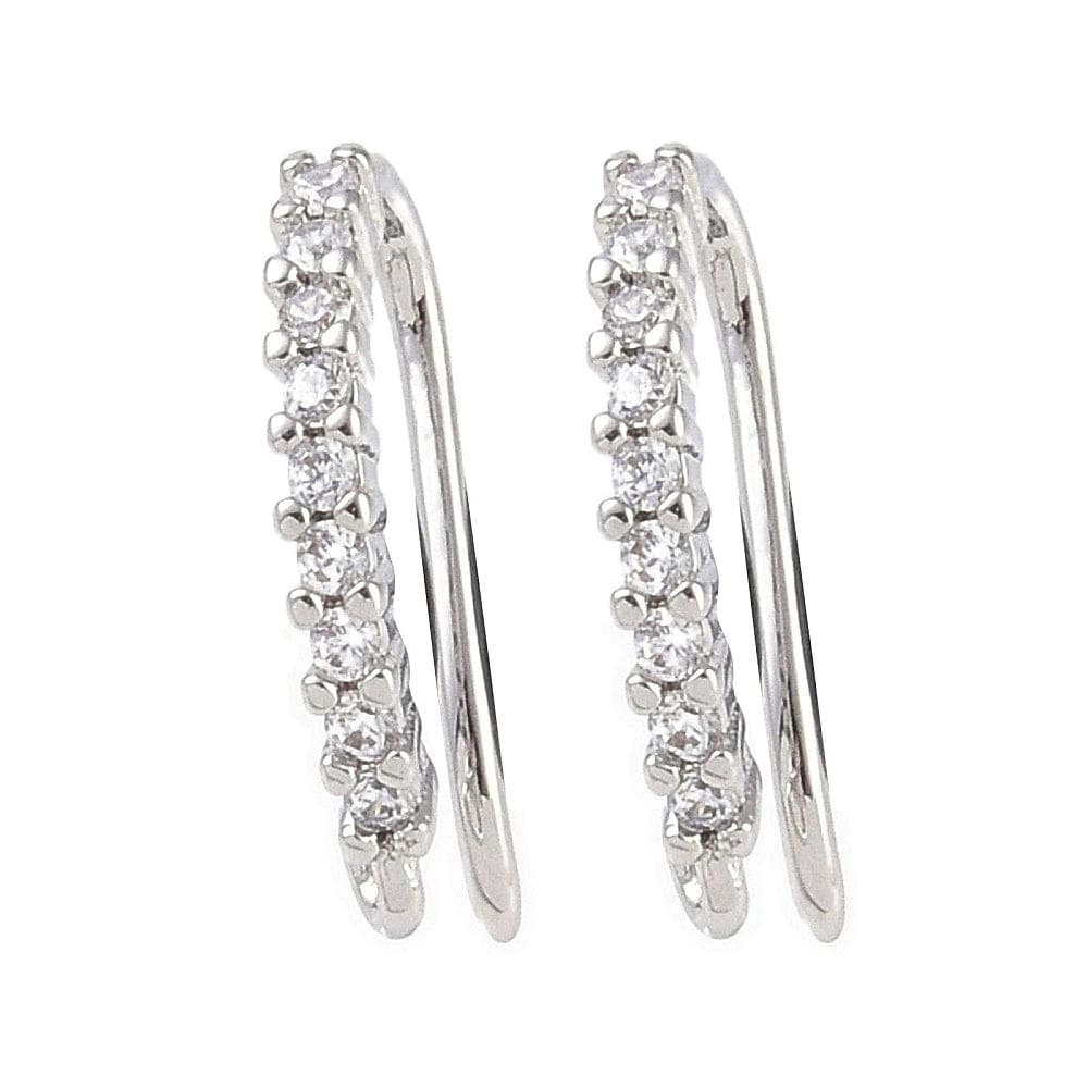 Ørekroge Med Zirkonia Sten, Platin, (14x9x2mm) - Uniq Perler - 112924