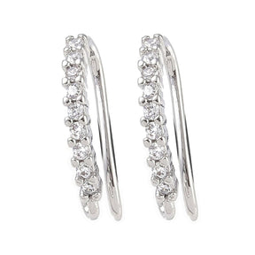 Ear Hooks With Zirconia Stones, Platinum, (14x9x2mm) - Uniq Perler - 112924