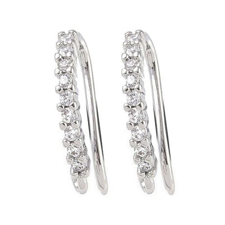 Ørekroge Med Zirkonia Sten, Platin, (14x9x2mm) - Uniq Perler - 112924