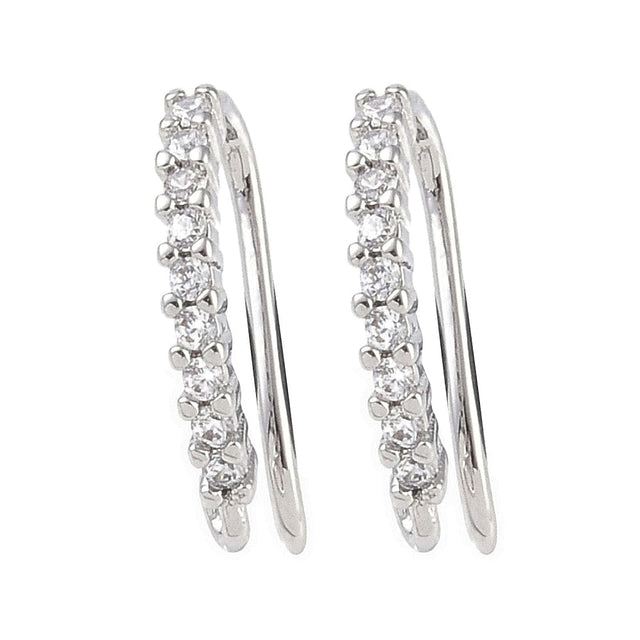 Ørekroge Med Zirkonia Sten, Platin, (14x9x2mm) - Uniq Perler - 112924