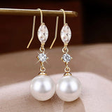 Ørekroge – Messing med Klar Zirkonia, 18K Forgyldt (21~23x14~17mm) - Uniq Perler - 