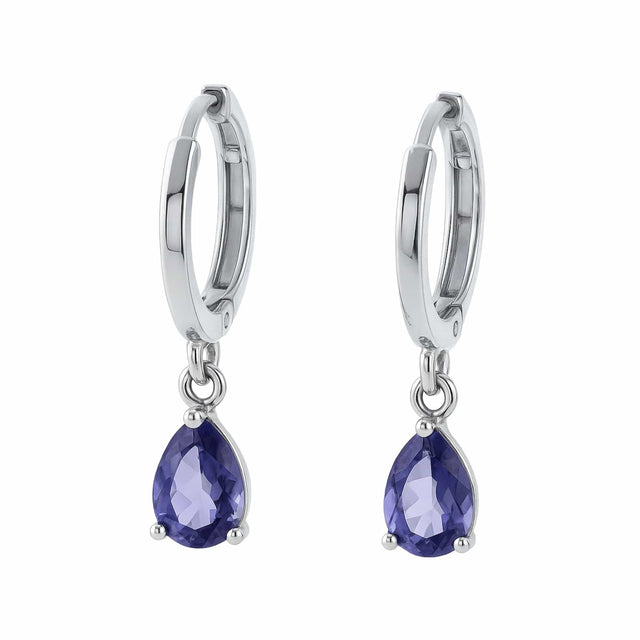 Øreringe Med Lilla Zirkonia Dråbe - Uniq Perler - 114873