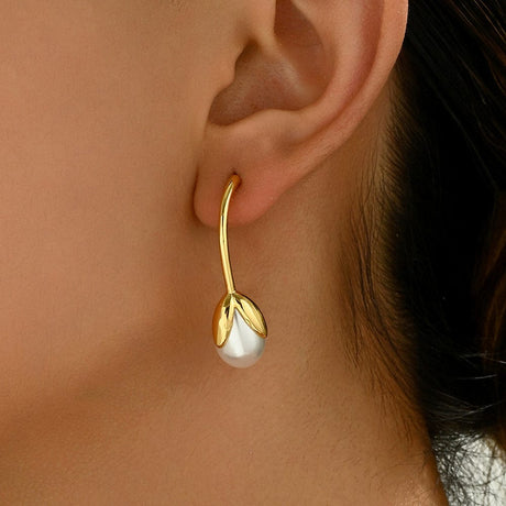 Øreringe Med Perle – 18K forgyldt - Uniq Perler - 116098