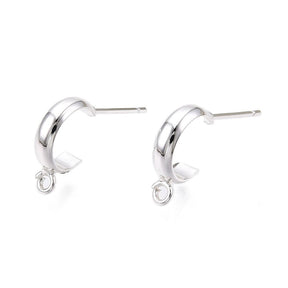 Ohrstecker/Creole - Messing, 925 Versilbert (13mm) - Uniq Perler - 116951