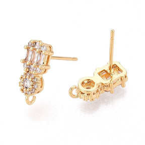 Ohrstecker mit klarem Zirkonia – 18K Vergoldet Messing (14,5x6mm) - Uniq Perler - 115789