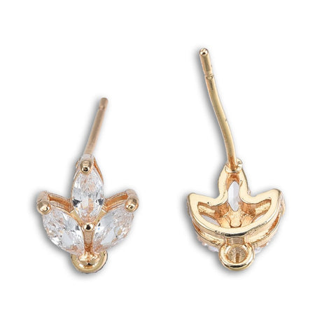 Ear stud with Zirconia stones, gold-plated (10x8mm) - Uniq Perler - 