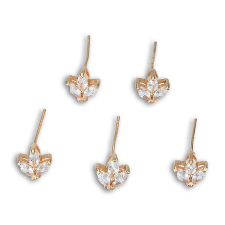 Ear stud with Zirconia stones, gold-plated (10x8mm) - Uniq Perler - 