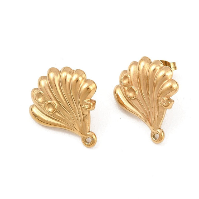 Ørestikker Musling Med Øje –18K vandfast Stål (20mm) - Uniq Perler - 117796