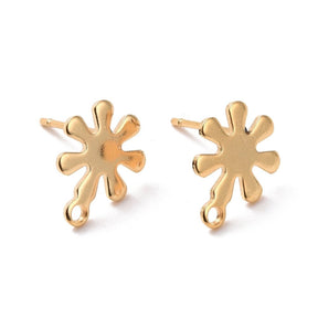 Ohrstecker – Schneeflocke Wasserdicht, 24K Vergoldet (11x9mm) - Uniq Perler - 