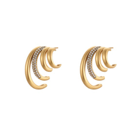 Ear studs in Gold-plated Water-resistant Steel – With Zirconia (26mm) - Uniq Perler - 