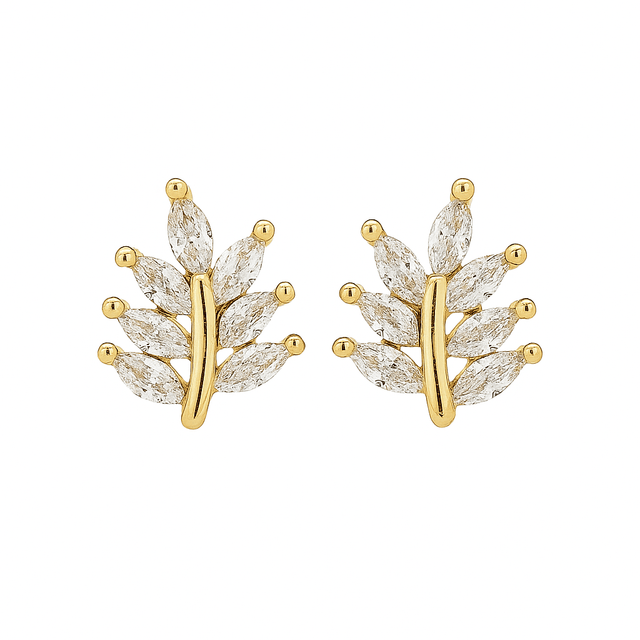 Ørestikkere, Livets Træ med klare zirkonia sten, (12x10 mm) - Uniq Perler - 115133