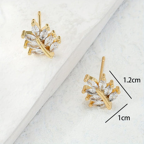 Ørestikkere, Livets Træ med klare zirkonia sten, (12x10 mm) - Uniq Perler - 115133