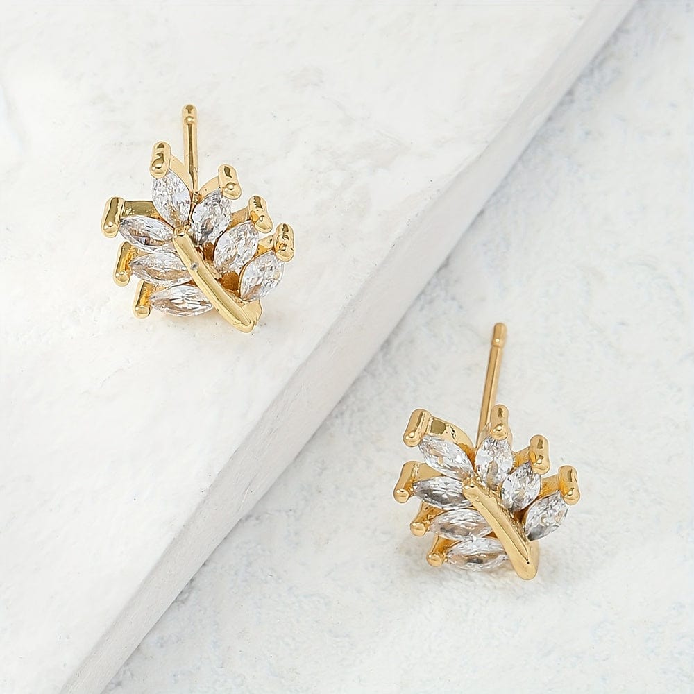 Ørestikkere, Livets Træ med klare zirkonia sten, (12x10 mm) - Uniq Perler - 115133