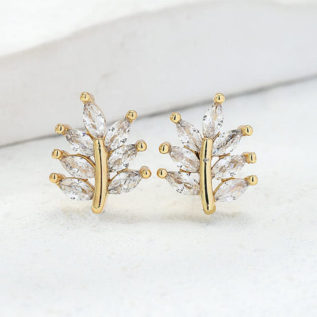 Ørestikkere, Livets Træ med klare zirkonia sten, (12x10 mm) - Uniq Perler - 115133