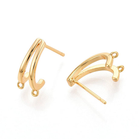 Ørestikkere Med 2 Øjne – 18K Langtidsholdbar Forgyldt (14x8mm) - Uniq Perler - 115087