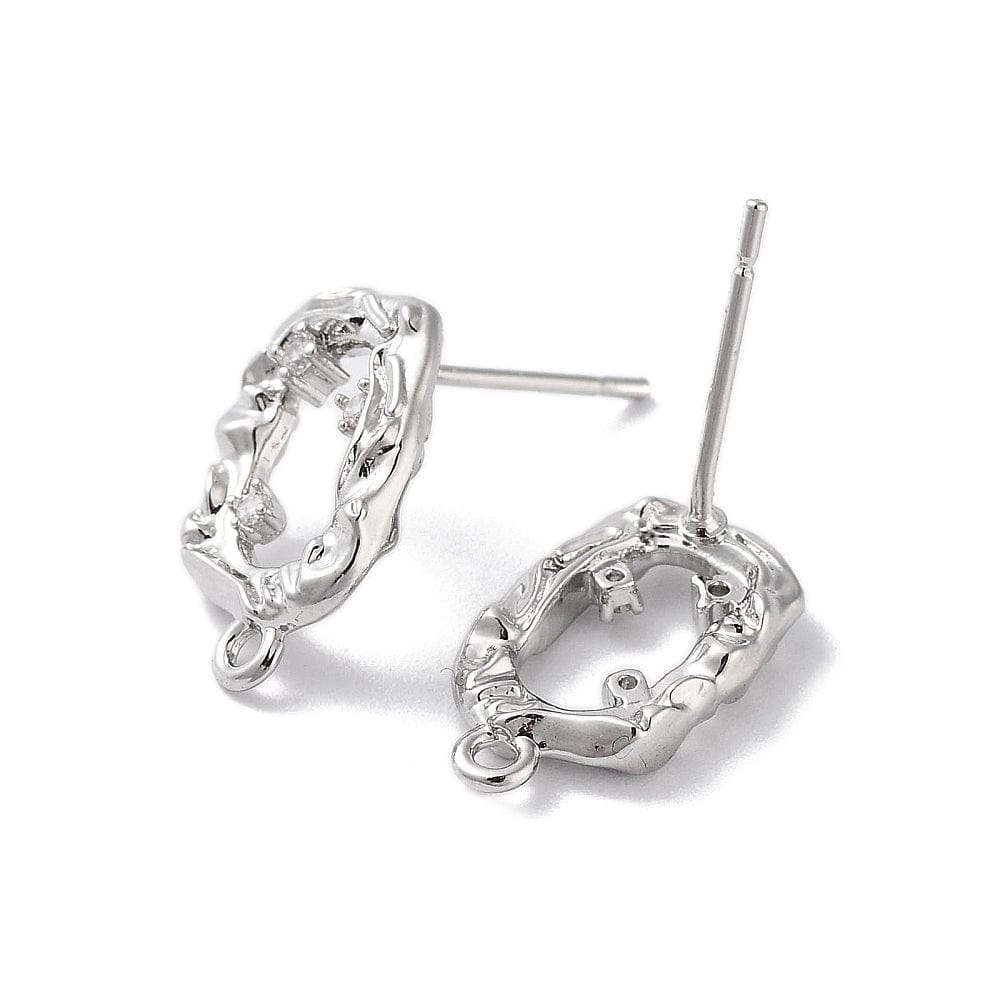 Ørestikkere Med 3 Zirkonia Sten - Platin Belagt, (15x9mm) - Uniq Perler - 112806