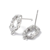 Ørestikkere Med 3 Zirkonia Sten - Platin Belagt, (15x9mm) - Uniq Perler - 112806