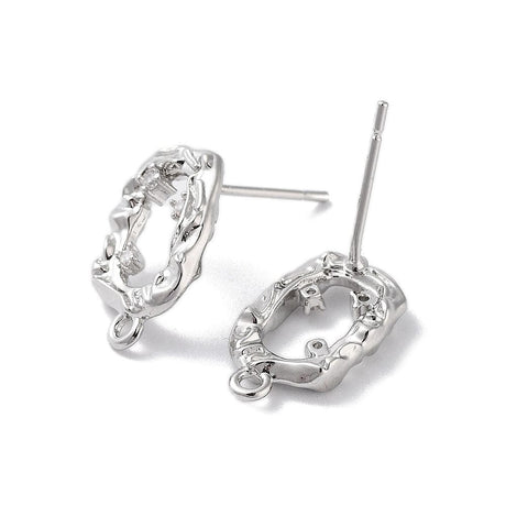 Ørestikkere Med 3 Zirkonia Sten - Platin Belagt, (15x9mm) - Uniq Perler - 112806