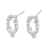 Ørestikkere Med 3 Zirkonia Sten - Platin Belagt, (15x9mm) - Uniq Perler - 112806